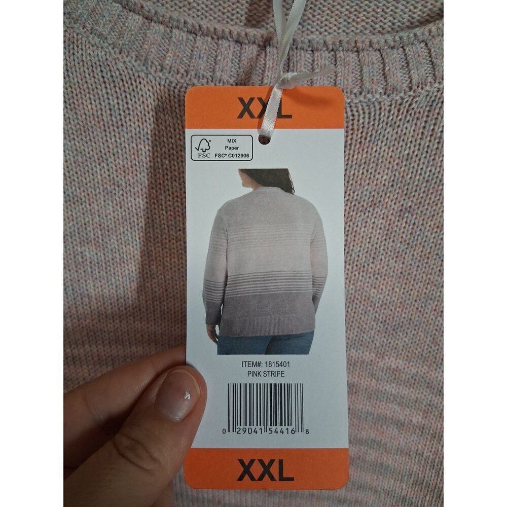 NWT Ella Moss Sweater Casual Winter Oversized Pink Stripe Women Size XXL - Picture 5 of 5